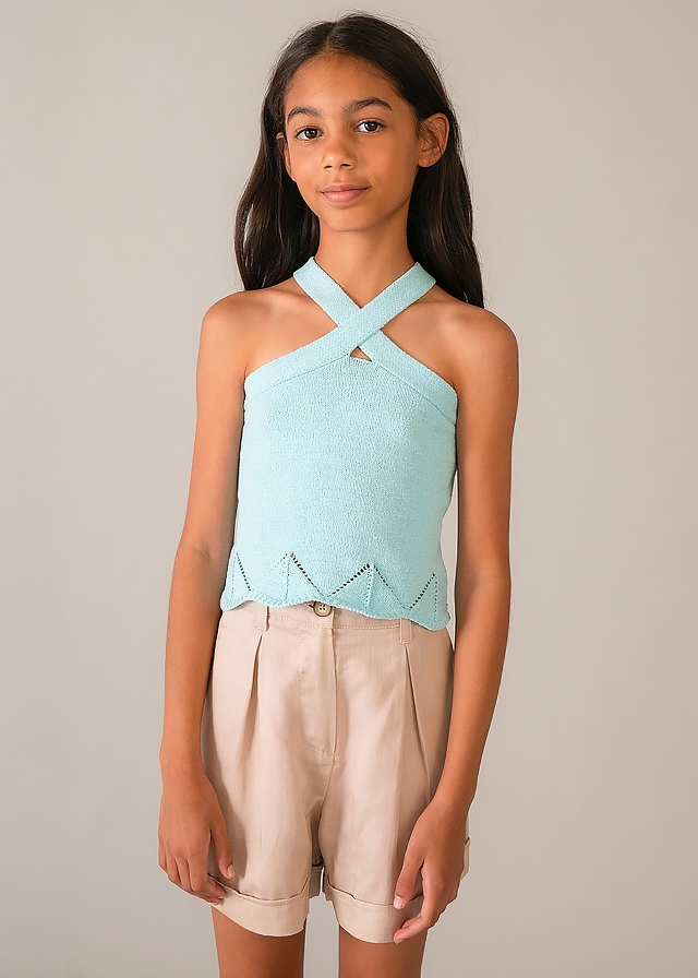 Футболка, Топ в'язаний, Блакитний, Mayoral Іспанія, 26VL