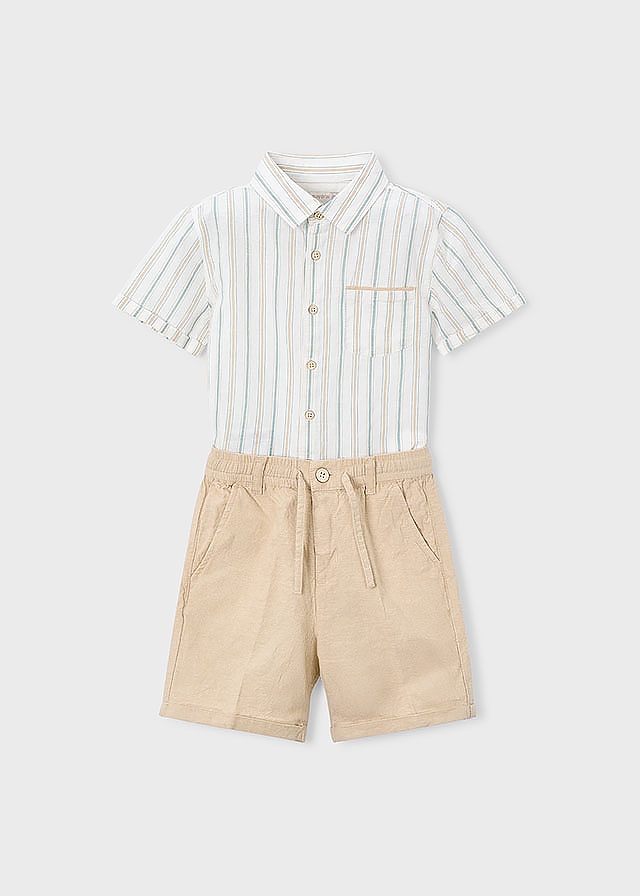 Комплект, Сорочка короткий рукав + шорти, Бежевий, Mayoral Іспанія, 26VL Комплект, Сорочка короткий рукав + шорти, Бежевий, Mayoral Іспанія, 26VL