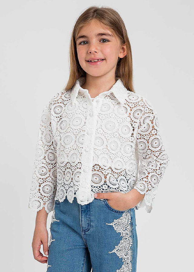 Блуза, мереживна + топ, Білий, TWINSET Італія, 26VL