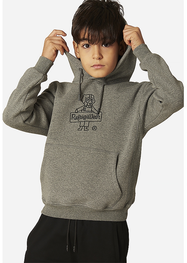 Пуловер, з капюшоном, утеплений, Сірий, RefrigiWear Італія, 25OZ