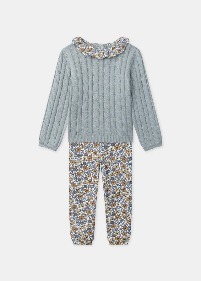 Комплект, Сверт в'язаний + білі легінси, Блакитний, Sergent Major Франція, 26OZ