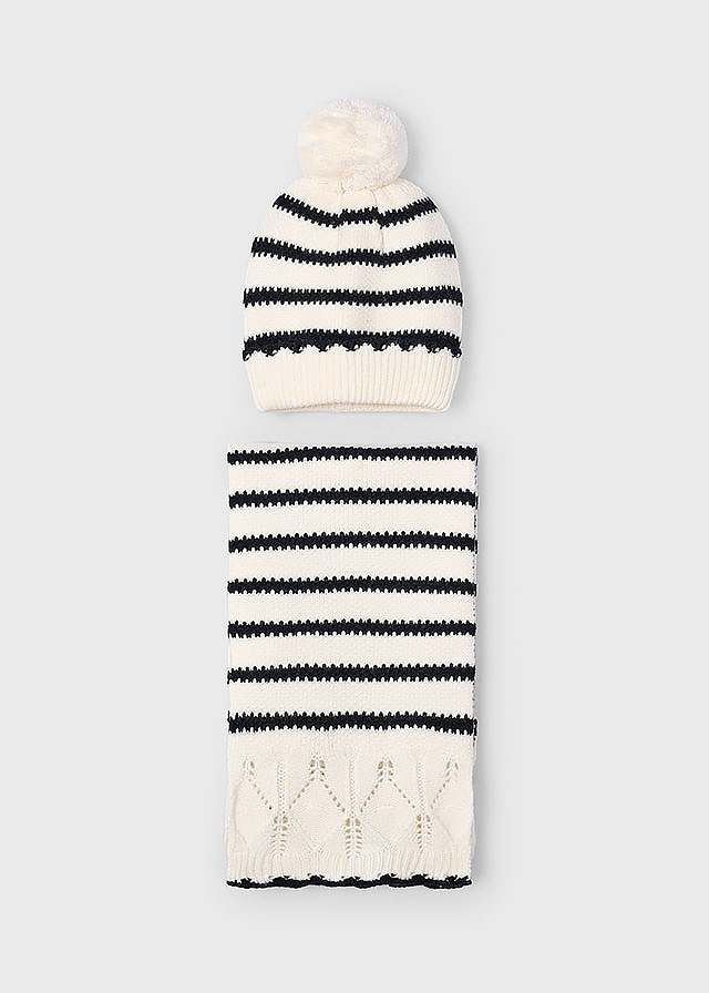 Головний убір Комплект, Шапка + шарф, Кремовий, Mayoral Іспанія, 26OZ Головний убір Комплект, Шапка + шарф, Кремовий, Mayoral Іспанія, 26OZ