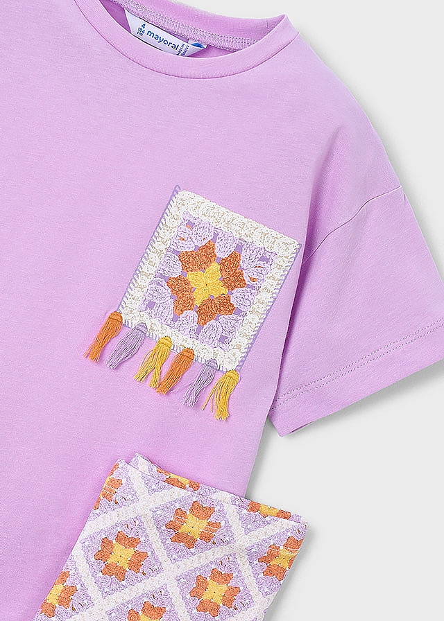 Комплект, Футболка + легінси, Бузковий, Mayoral Іспанія, 26VL