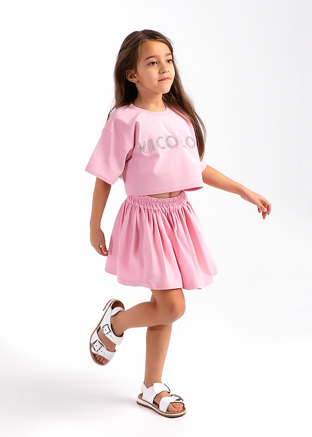 Комплект, Футболка + спідниця, Рожевий, VICOLO Італія, 26VL