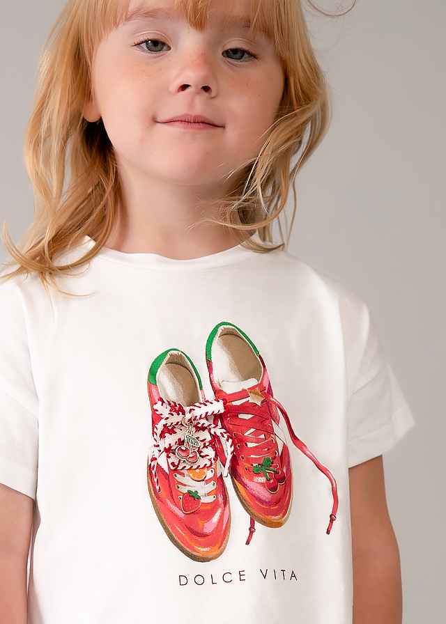 Комплект, Футболка біла + шорти, Червоний, Mayoral Іспанія, 26VL