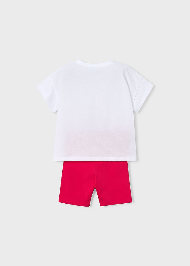 Комплект, Футболка біла + шорти, Червоний, Mayoral Іспанія, 26VL