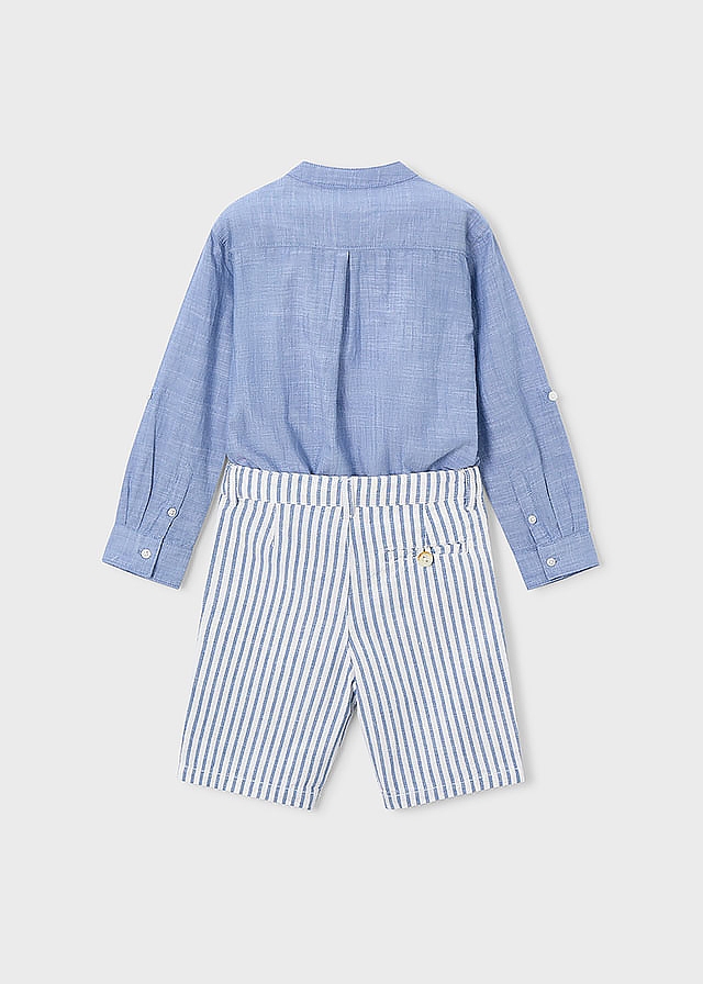 Комплект, Сорочка довгий рукав + шорти, Синій, Mayoral Іспанія, 26VL