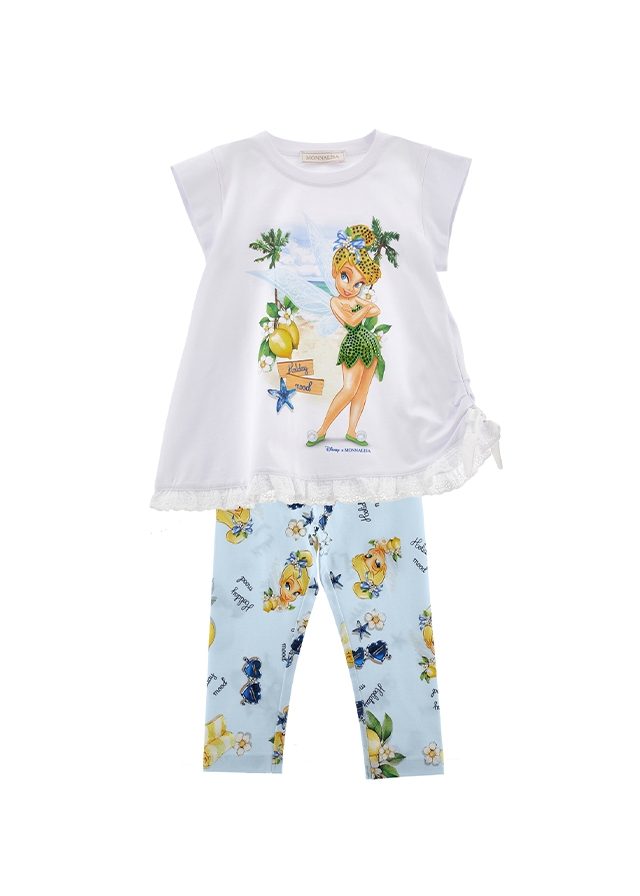 Комплект, Футболка + блакитні легінси, Білий, MONNALISA Італія, 26VL