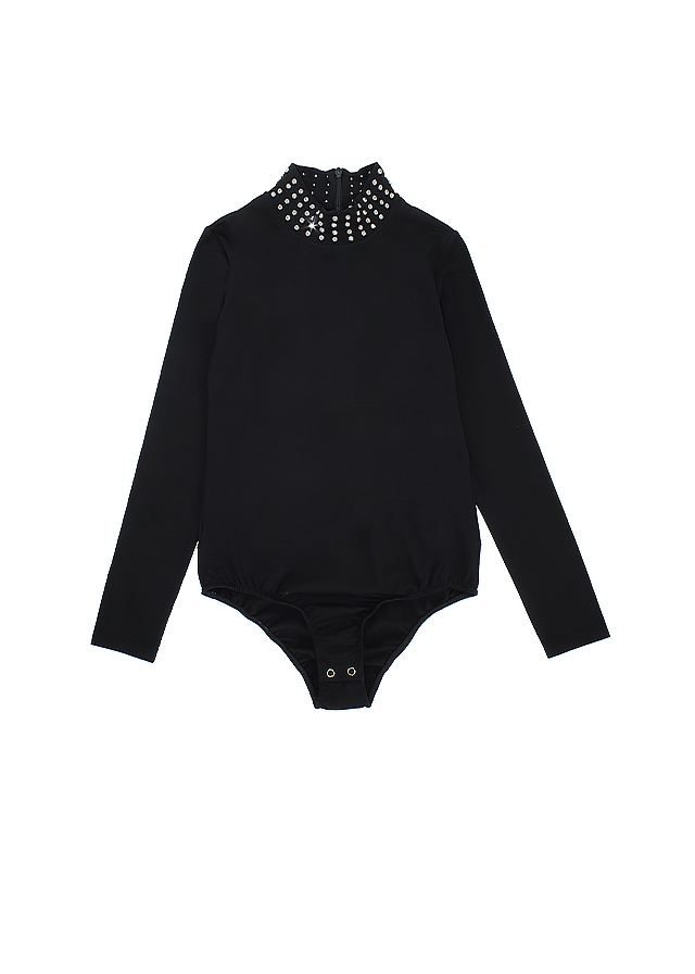 Боді, довгий рукав, Чорний, Manila Grace Італія, 26OZ