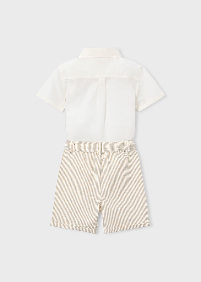 Комплект, Сорочка короткий рукав + шорти, Кремовий, Mayoral Іспанія, 26VL