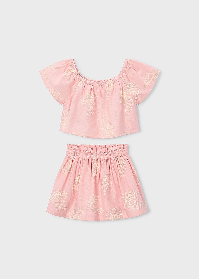 Комплект, Блуза + спідниця, Персиковий, Mayoral Іспанія, 26VL