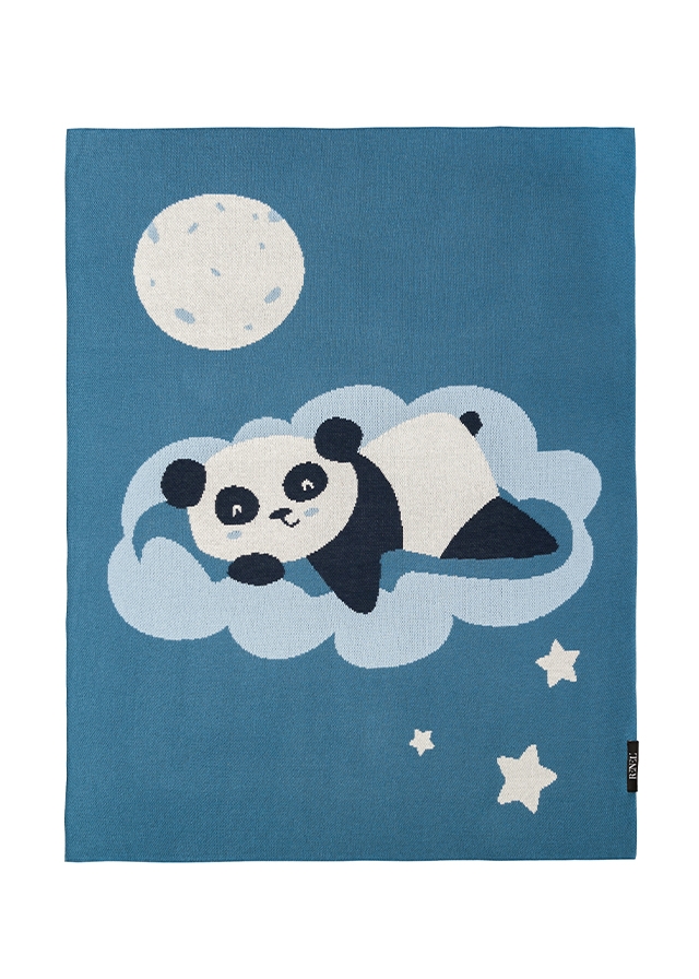 ПЛЕДИ, д в'язаний Панда 100 см. х  80 см., Синій, RENEL’ Україна