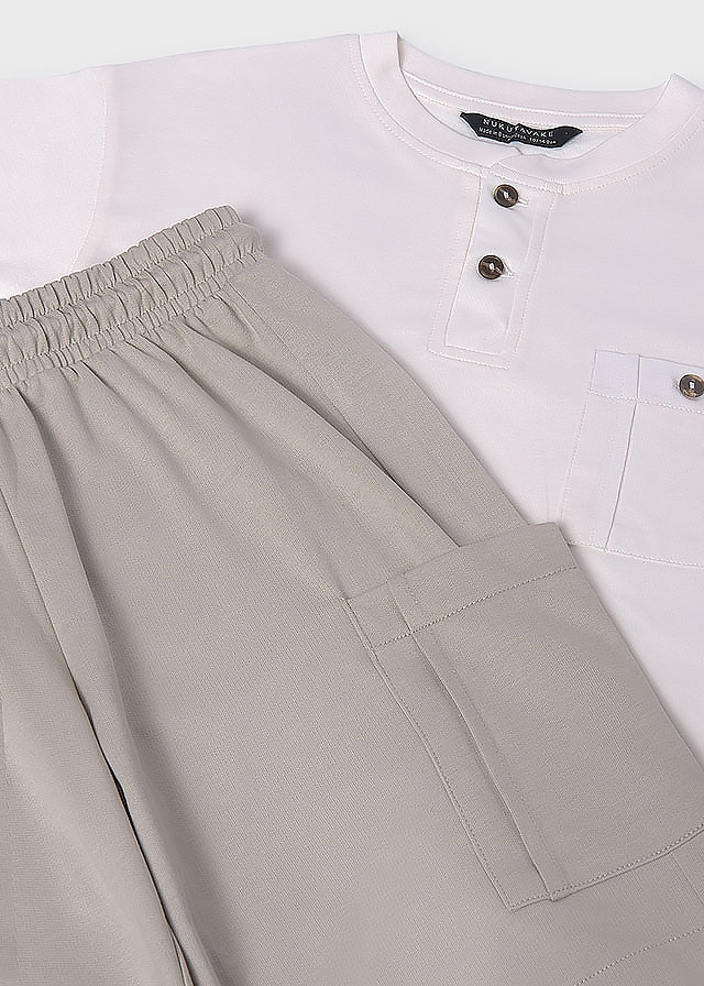 Комплект, Футболка  кремова + шорти, Бежевий, Mayoral Іспанія, 26VL