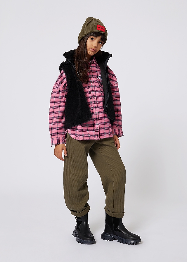 Сорочка, довгий рукав, в клітину, Рожевий, HUGO Німеччина, 26OZ