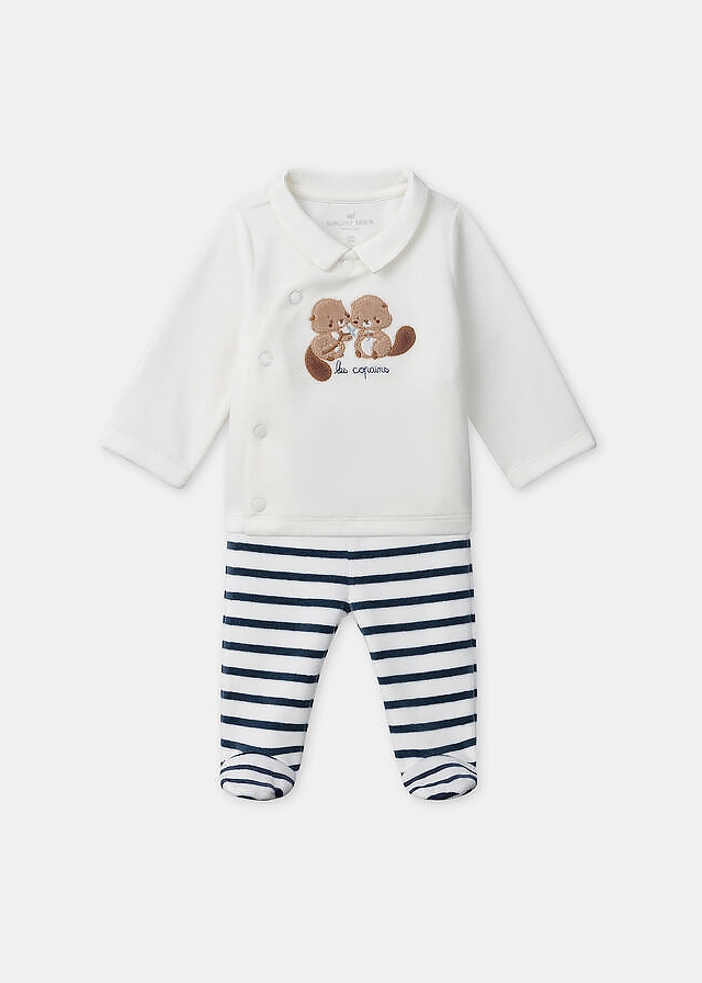 Комплект, велюровий. Кофта + повзунки, Кремовий, Sergent Major Франція, 26OZ