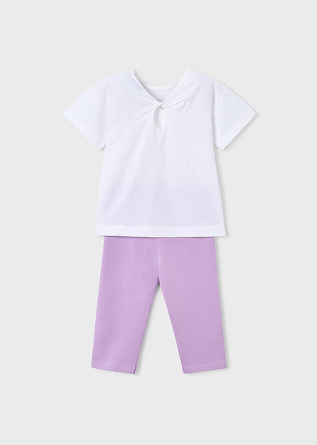 Комплект, Футболка біла + легінси, Бузковий, Mayoral Іспанія, 26VL