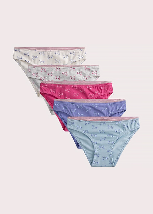 Білизна, Труси 5 шт., Білий, Блакитний, Рожевий, Du pareil au meme Франція, 25VL