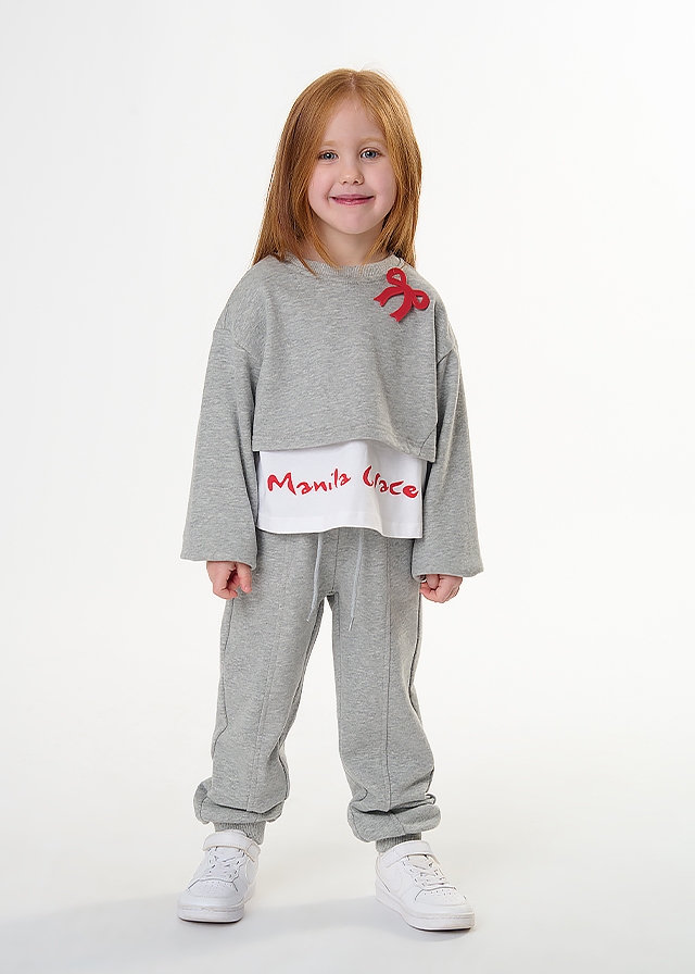 Комплект, Пуловер + штани, Сірий, Manila Grace Італія, 26OZ