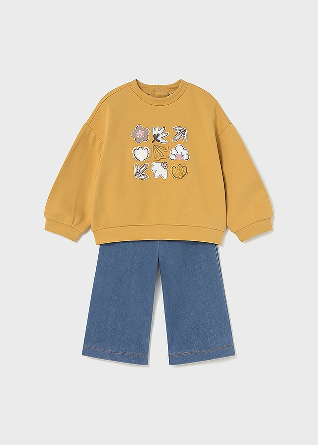 Комплект, Пуловер + сині джинси, Бурштиновий, Mayoral Іспанія, 26OZ