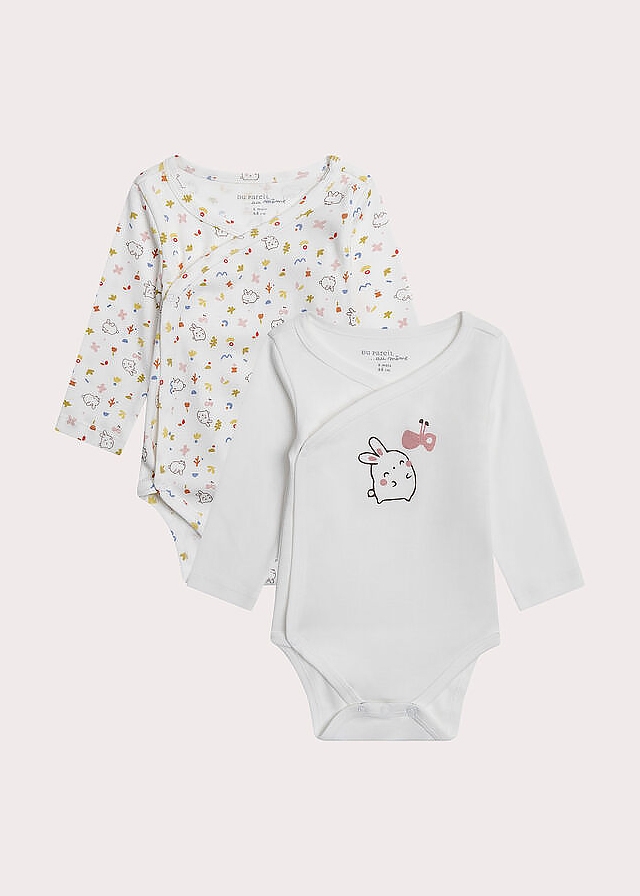 Боді, довгий рукав, 2 шт., Білий, Du pareil au meme Франція, 26OZ