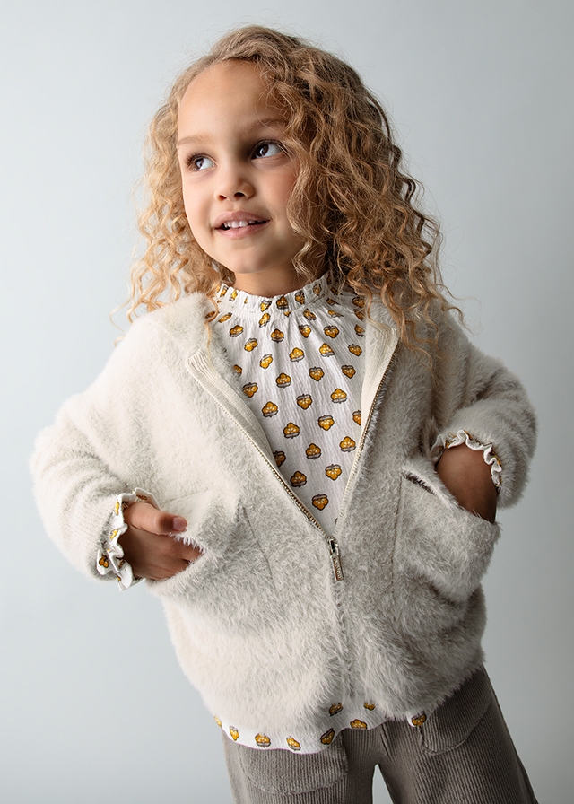 Кофта, з капюшоном, Бежевий, Mayoral Іспанія, 26OZ